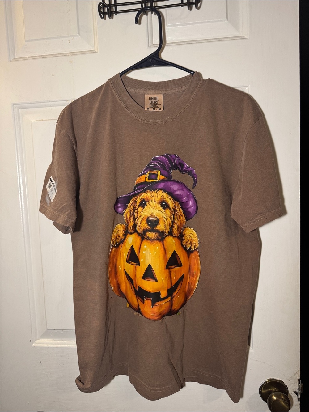 Goldendoodle Halloween Pumpkin T-Shirt - NWT, Comfort Colors (Espresso)